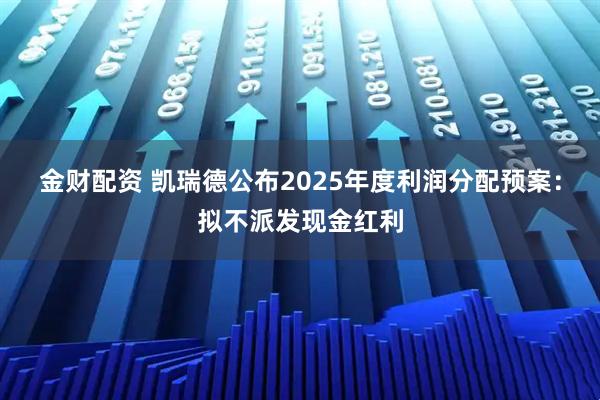 金财配资 凯瑞德公布2025年度利润分配预案：拟不派发现金红利